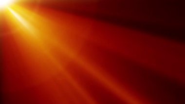 Sol üstten portakal ışığı ışınları. Yan köşegen ışık optik mercek parlak animasyon sanat arka planı 4 K döngüsü. Işıklı güneş ışınları simülasyon etkisi.