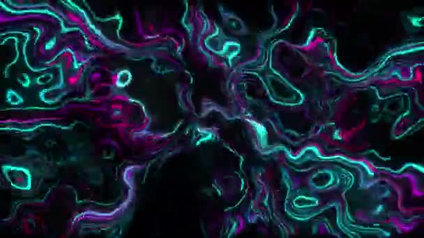 Animation Abstraite Vert Bleu Rose Néon Couleur Ondulé Flux Lisse — Video