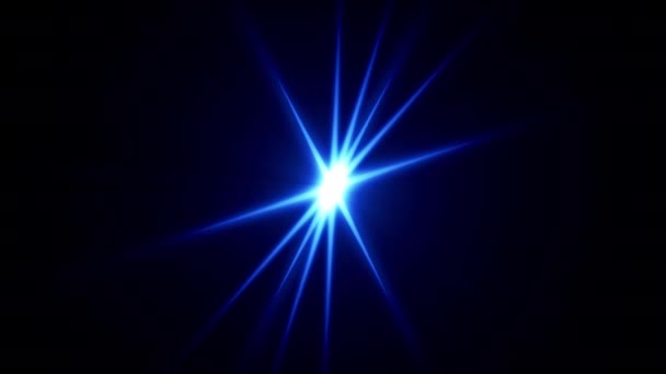 Naadloze Lus Centrum Flikkerende Ster Blauw Licht Optische Lens Flares — Stockvideo