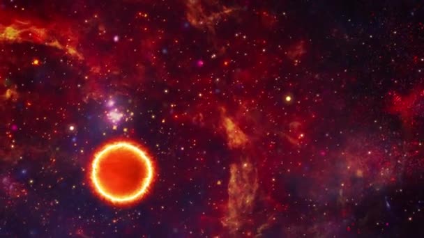 Galaxy Reizen Met Grote Zon Bol Ruimte Ruimtevlucht Ruimte Weergave — Stockvideo