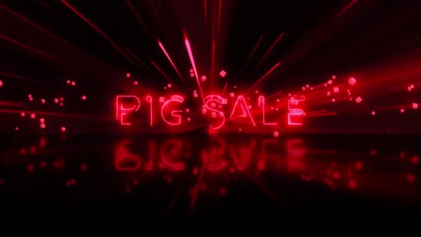 ビッグセール という言葉は 未来的な光線の背景とともに現れるテキストメッセージです 床に反射して大きなセール明るいピンクの赤いネオンライト アブストラクト広告宣伝バナー — ストック動画
