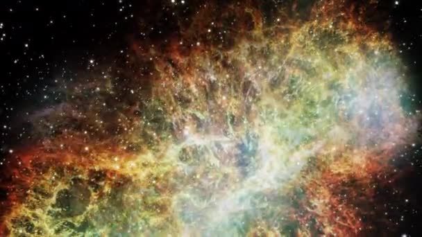 Volo Nella Nebulosa Del Granchio Animazione Supernova Pulsar Viaggiando Attraverso — Video Stock