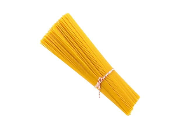 Ovanifrån gäng spagetti försökte rep av isolerade Stockbild