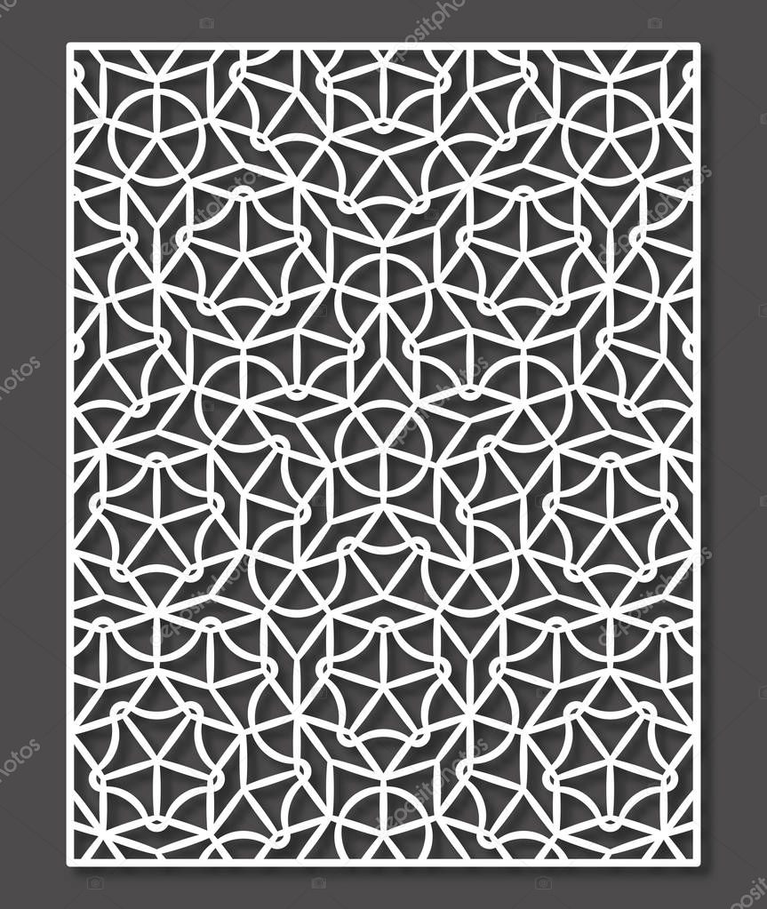 Penrose tiling stile laser cutting panel. Vector geometric ornament.