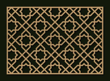 Lazer kesim için şablon. Oryantal geometrik desenli dekoratif panel.