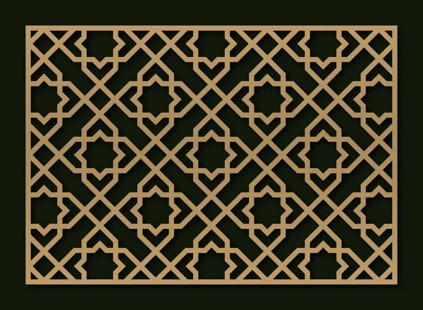 Шаблон для лазерной резки. Декоративная панель с восточным геометрическим узором . — стоковый вектор