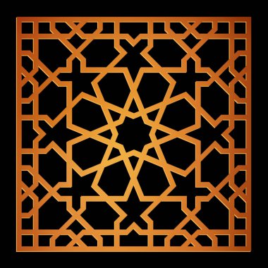 Lazer kesim için dekoratif panel. Oryantal geometrik desen.