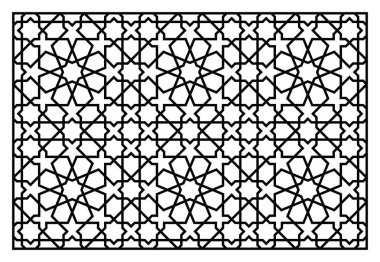 Lazer kesim için dekoratif panel. Oryantal geometrik desen.