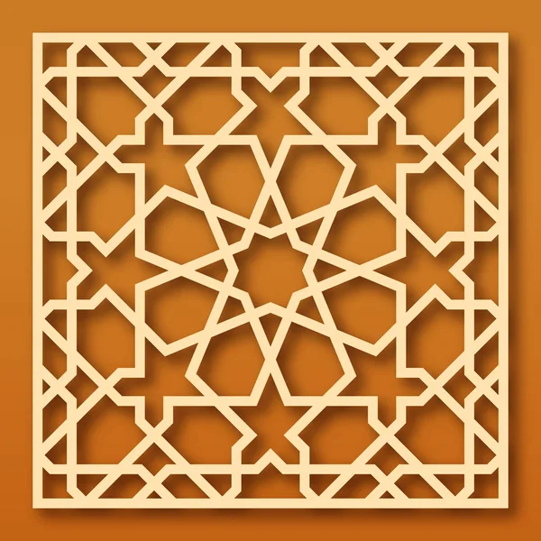 Lazer kesim için dekoratif panel. Oryantal geometrik desen. — Stok Vektör
