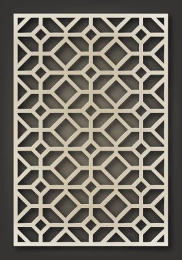 Lazer kesme şablonu. Doğulu geometrik desen. Vektör tasarımı.