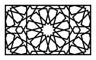 Lazer kesme şablonu. Dekoratif Panel. Doğulu geometrik desen.