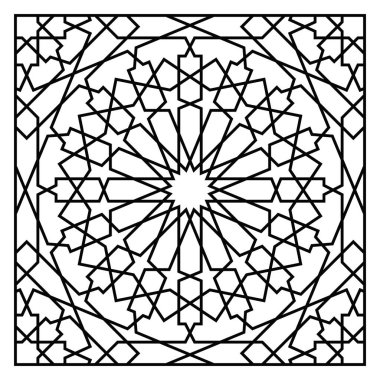 Lazer kesim için şablon. Oryantal geometrik desenli dekoratif panel.