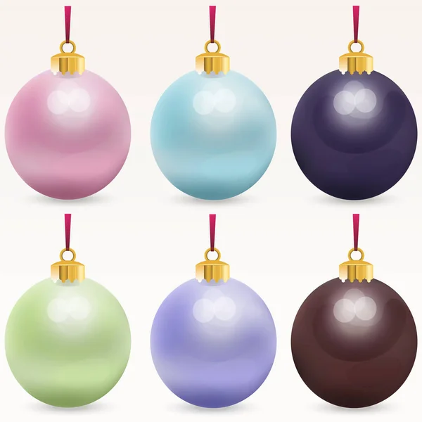 白い背景の上のクリスマス多色ボール — ストックベクタ