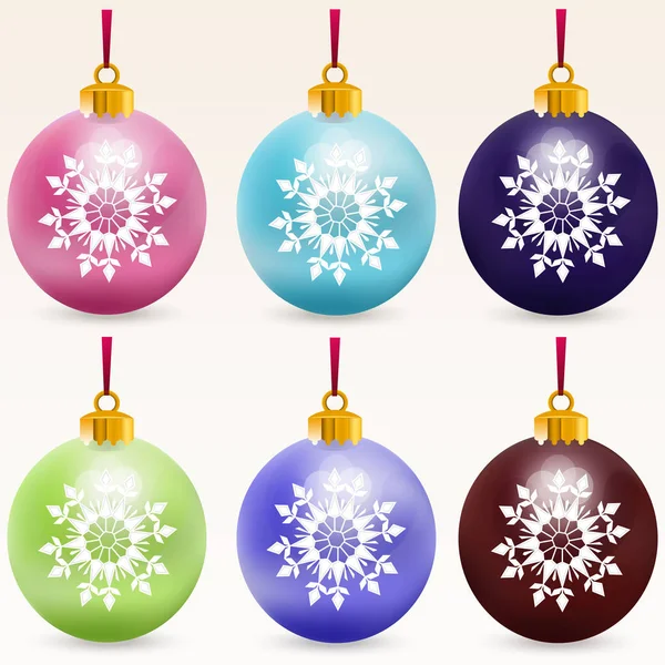 Bolas multicolor de Navidad sobre fondo blanco — Vector de stock