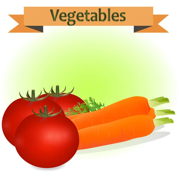 Illustrazione vettoriale di una carota e un pomodoro — Vettoriale Stock