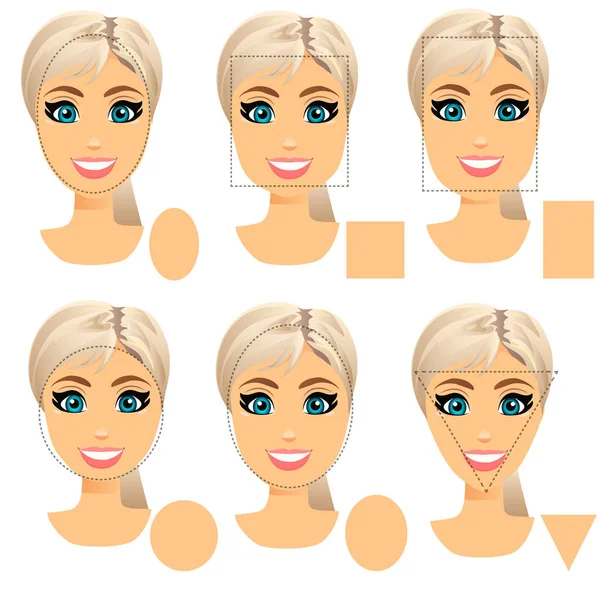 Types de forme de visage femme — Image vectorielle