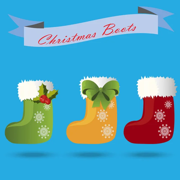 Chaussette ou bottes de Noël — Image vectorielle