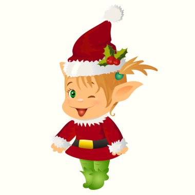 Mutlu gülümseyen çocuk Noel Noel Baba s Elf