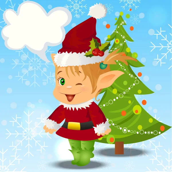 Happy Smiling Boy Christmas Santa 's Elf — стоковый вектор
