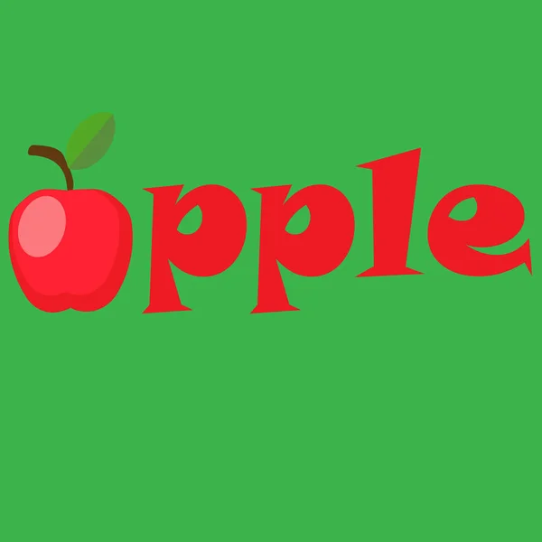 Manzana roja con hoja — Vector de stock