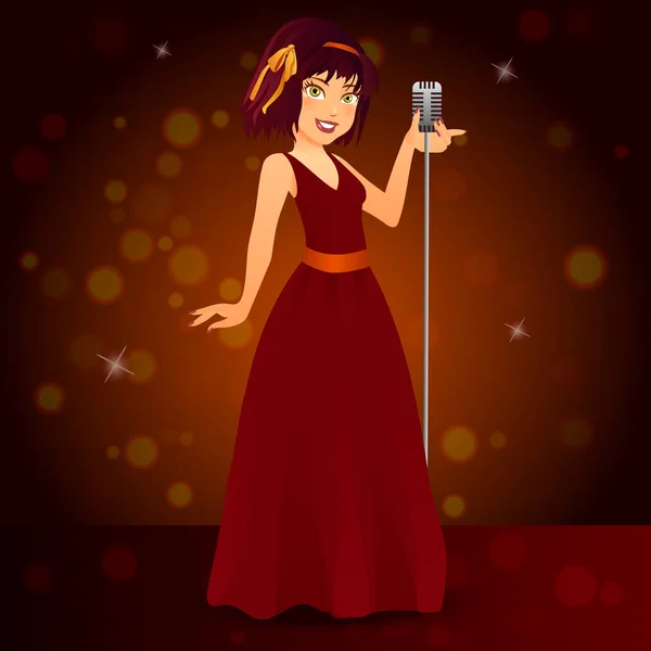 Гламурна співачка в сукні — стоковий вектор
