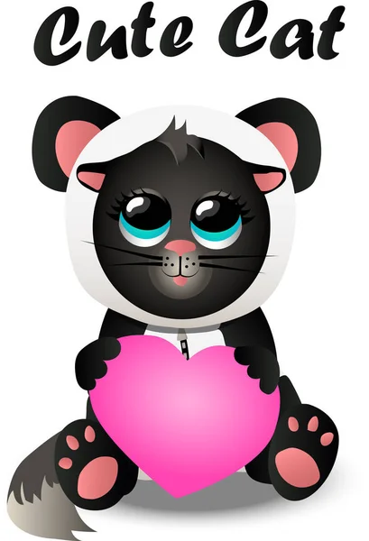 Gato en panda costum — Vector de stock