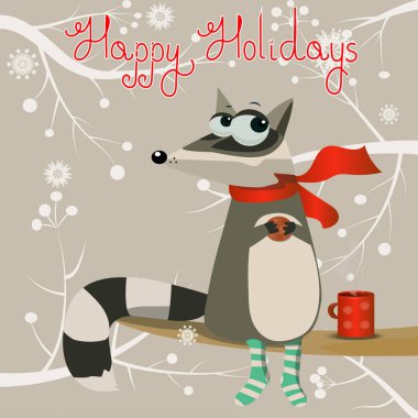 sevimli çizgi racoon