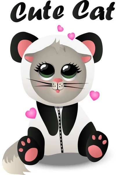 Кошка в костюме панды — стоковый вектор