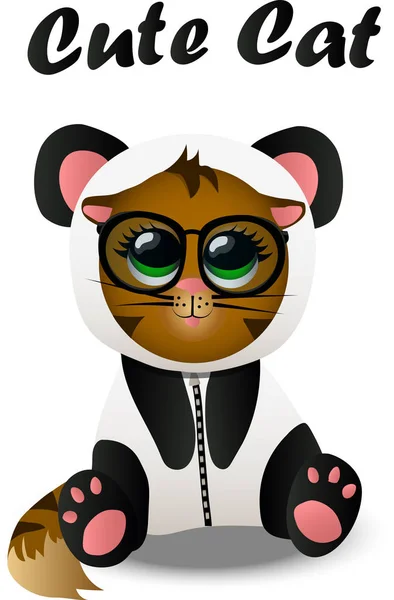 Chat en costume de panda — Image vectorielle