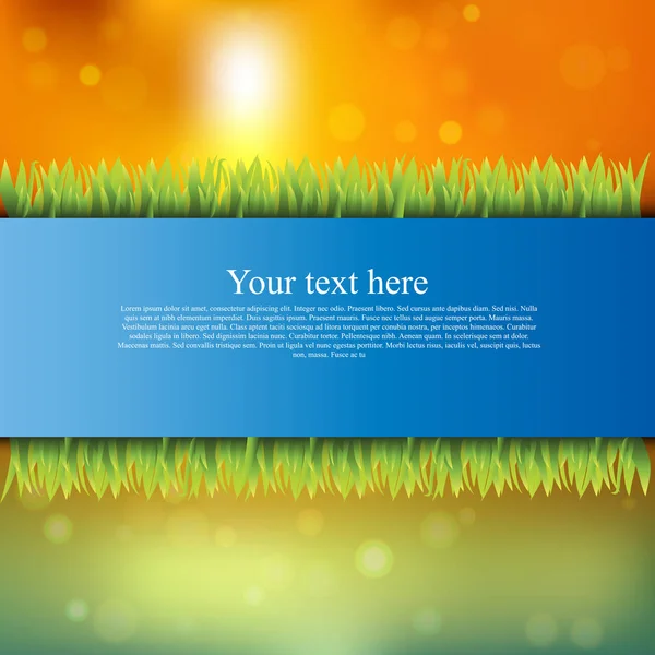 Banner met gras en bloemen — Stockvector