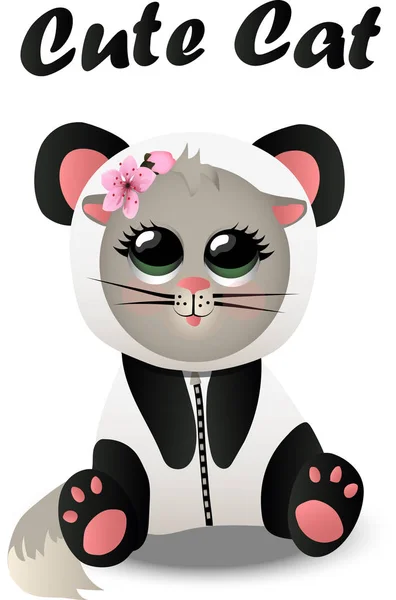 Gato en panda costum — Vector de stock