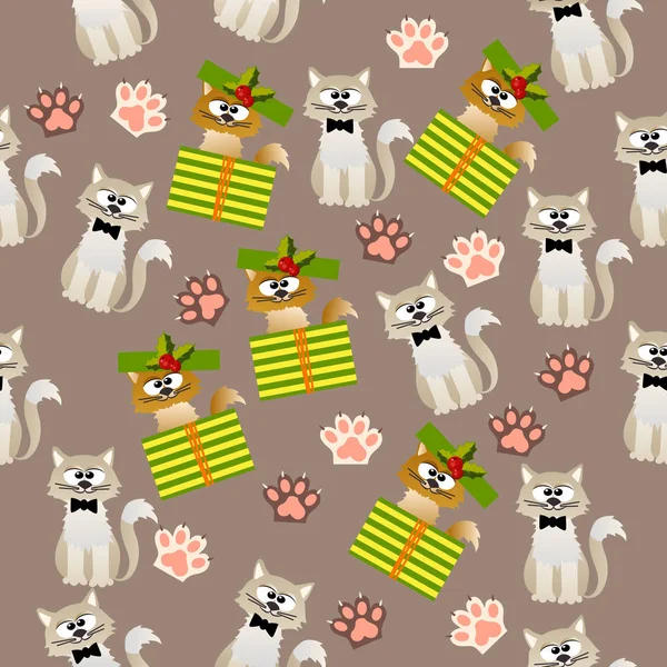 Pattern with cute cats — Stock Vector