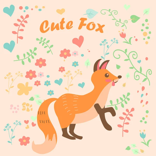 Vector illustration of a cute fox — Stock Vector