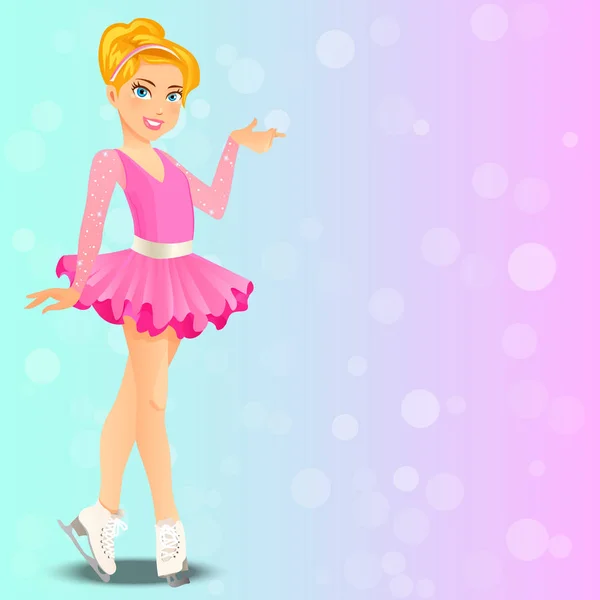 Figura patinaje linda chica — Vector de stock