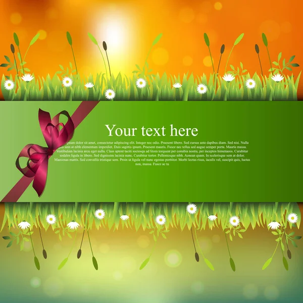 Banner with grass and flowers — Stock Vector