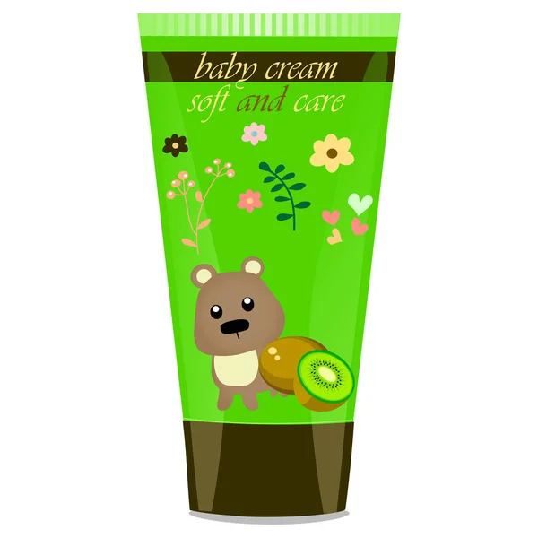 Baby cream tube with kids design — Stock Vector