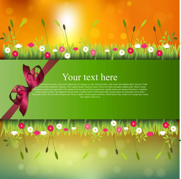 Banner with grass and flowers — Stock Vector