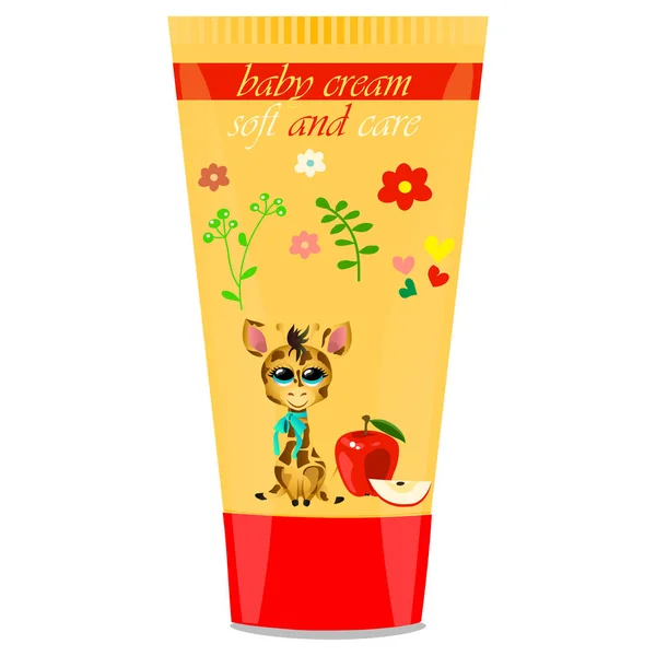 Tubo de crema de bebé con diseño para niños — Vector de stock