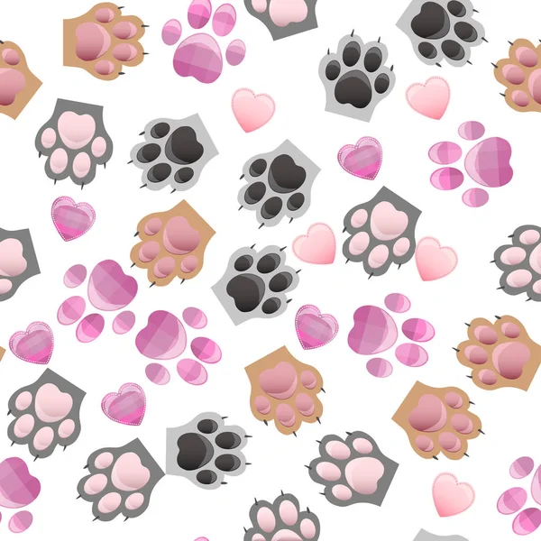 Cat and dog paw print with claws — Stock Vector