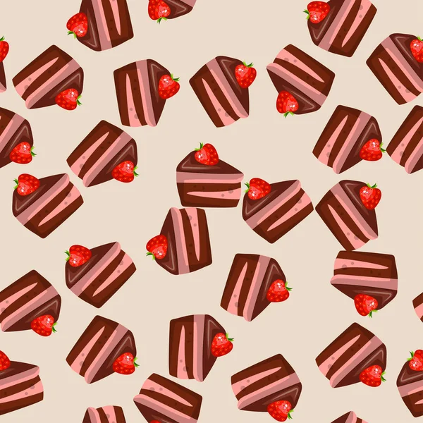 Jordgubbe choklad tårta — Stock vektor