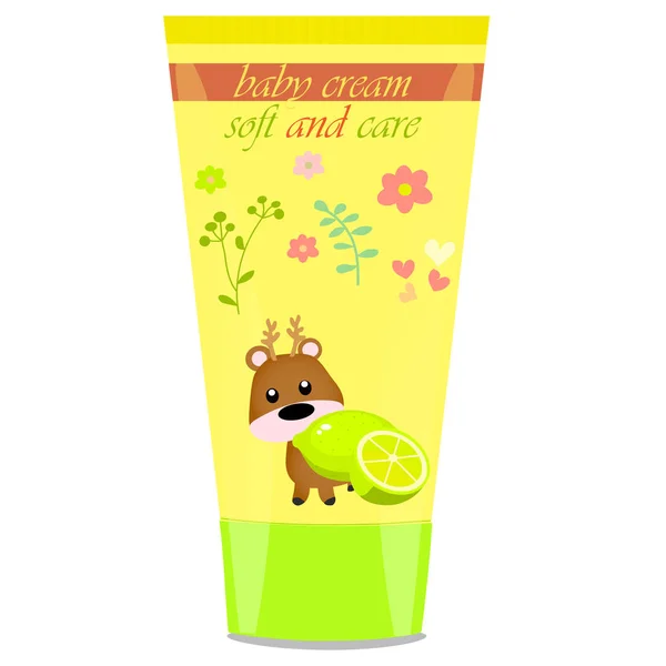 Baby cream tube with kids design — Stock Vector