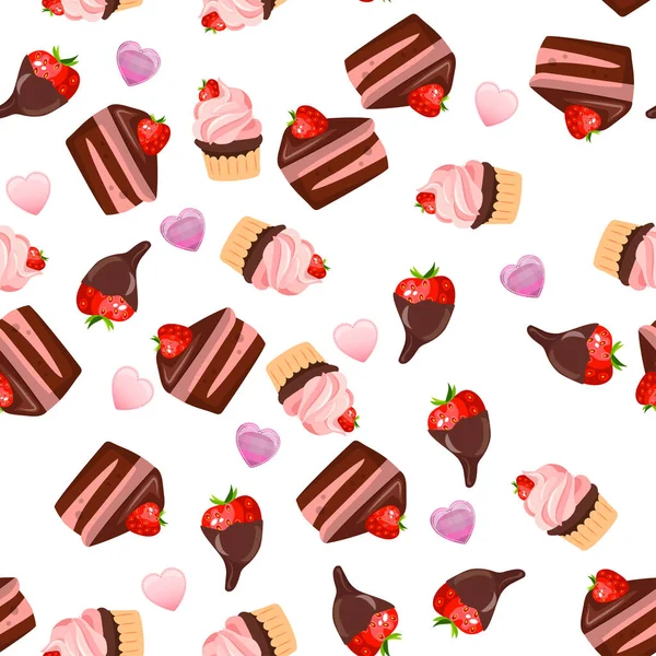 Pastel de chocolate de fresa — Vector de stock