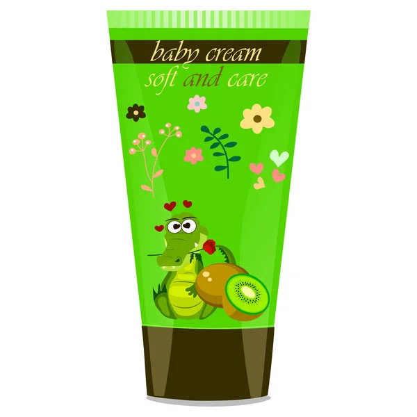 Baby cream tube with kids design — Stock Vector