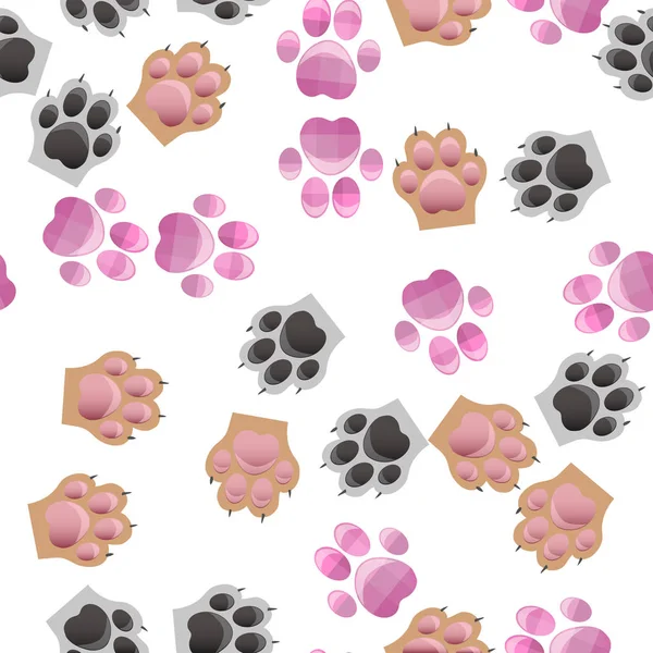 Отпечаток лапы кошки и собаки с когтями — стоковый вектор