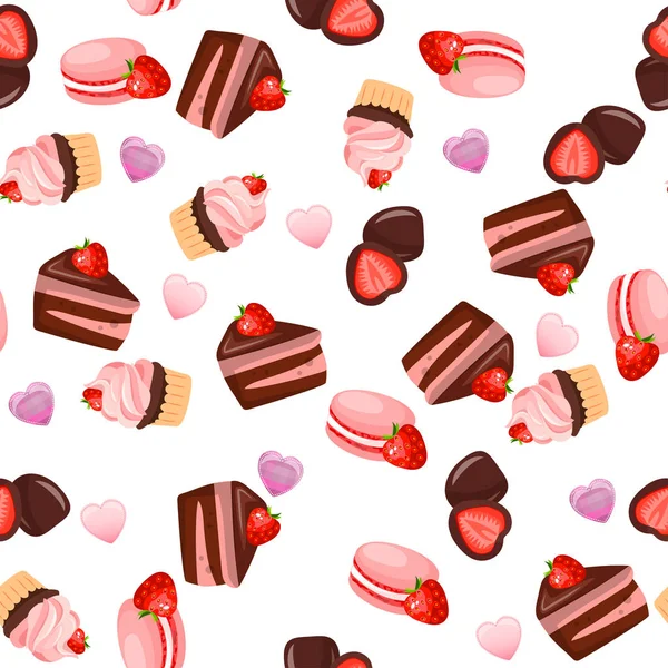 Pastel de chocolate de fresa — Vector de stock