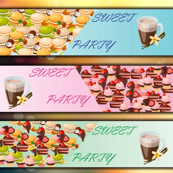 Banner set com doces —  Vetores de Stock