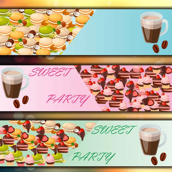 Banner engastado con dulces — Vector de stock