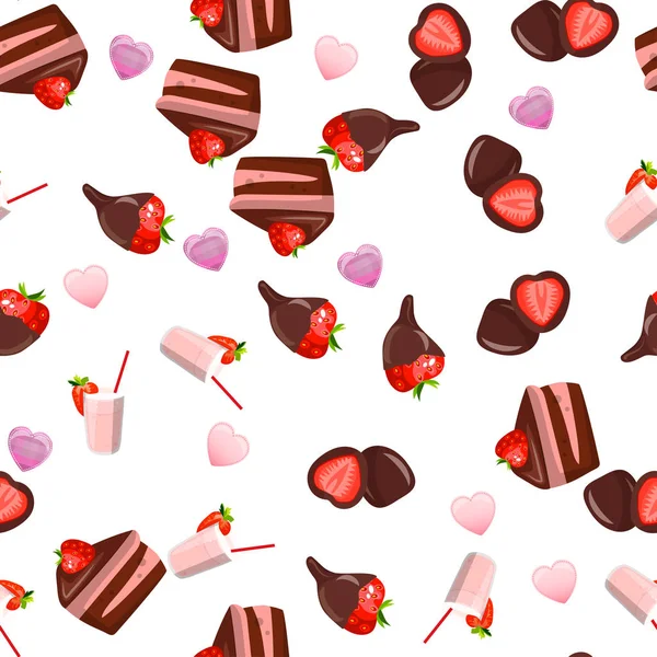 Pastel de chocolate de fresa — Vector de stock