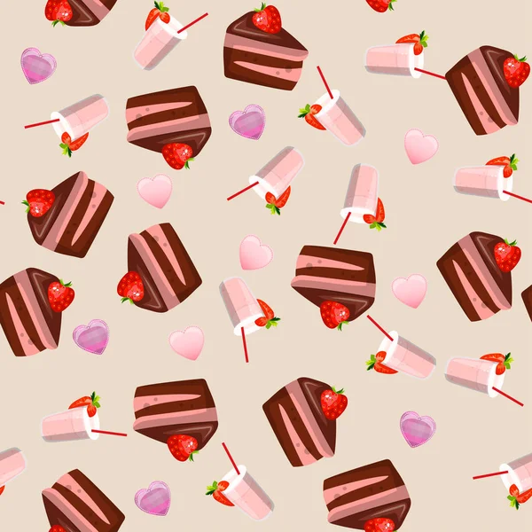 Strawberry chocolate cake — Stock Vector
