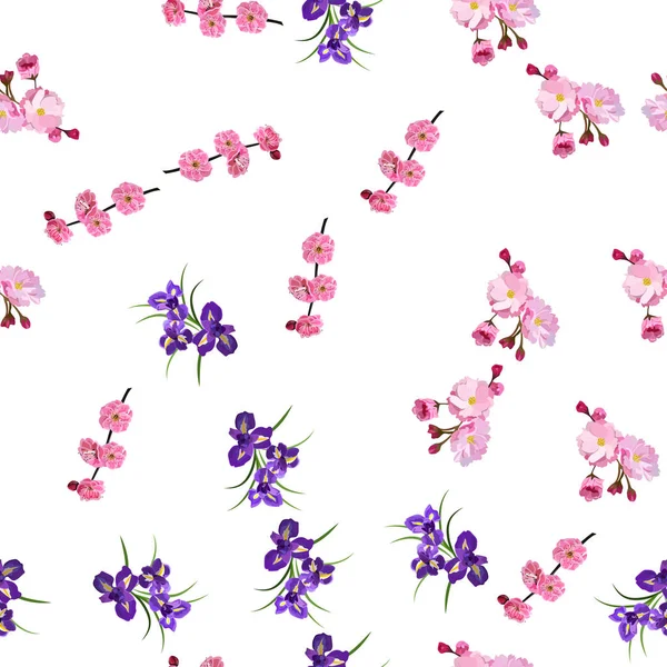 Paarse iris bloemen — Stockvector